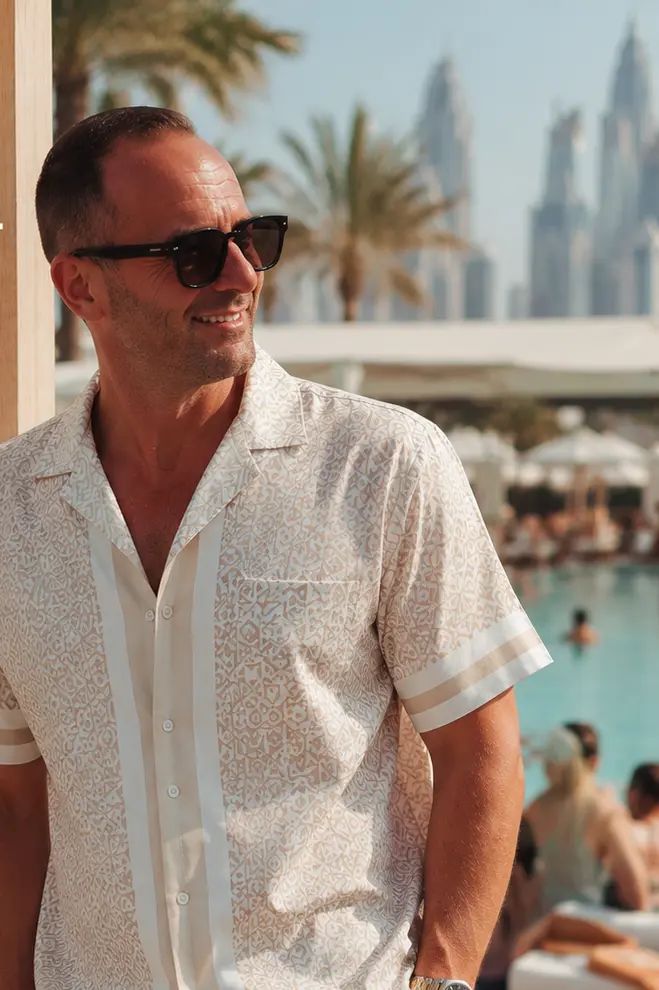 VYRAL resortwear in a Dubai beach club